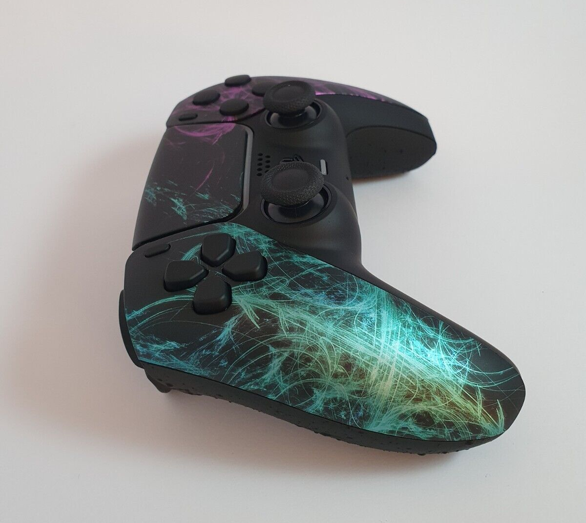 Custom PlayStation PS5 DualSense Controller - Green and Purple Laser