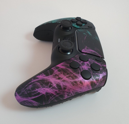 Custom PlayStation PS5 DualSense Controller - Green and Purple Laser